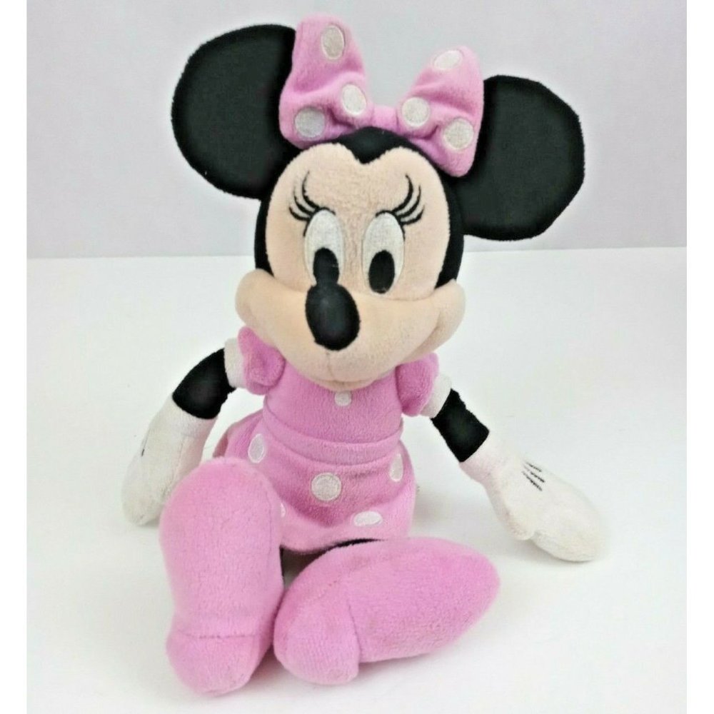 Disney Just Play Minnie Mouse 10" Plush Wearing Pink Polka Dot Dress & Bow